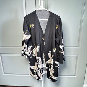 Cranes/black Kimono